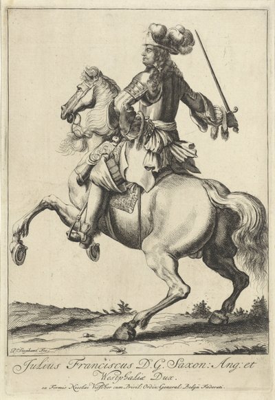 Ruiterportret van Julius Frans van Saksen-Lauenburg door Pieter Stevens (vermeld in 1689)