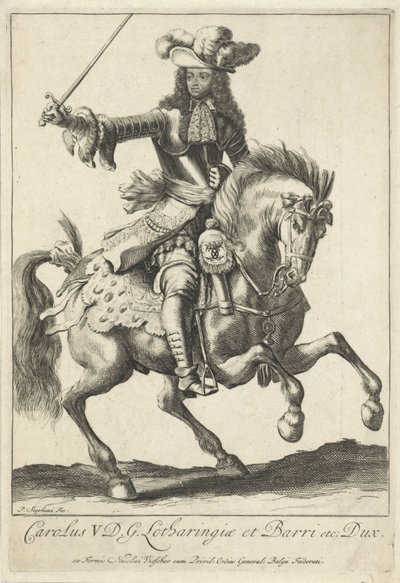 Ruiterportret van Karel V Leopold, hertog van Lotharingen door Pieter Stevens (vermeld in 1689)