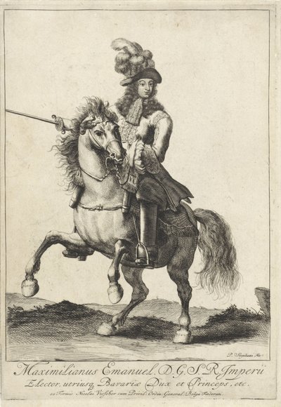 Ruiterportret van Maximiliaan II Emanuel, keurvorst van Beieren door Pieter Stevens (vermeld in 1689)