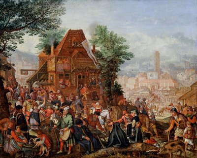 Dorpsfeest voor de inwijding van de kerk door Pieter Stevens