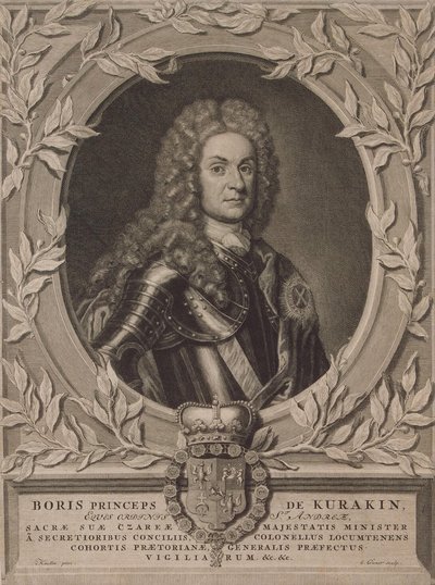 Portret van Prins Boris Ivanovich Kurakin 1676-1727, na 1717 door Pieter Stevens Gunst van