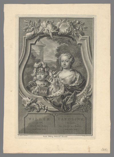 Portret van Willem V, prins van Oranje-Nassau, en Carolina, prinses van Oranje-Nassau door Pieter Tanjé