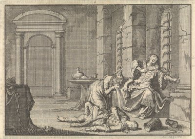 De Dood van Tsaar Fjodor II Borisovich Godunov, 1605, 1698 door Pieter Van der Aa