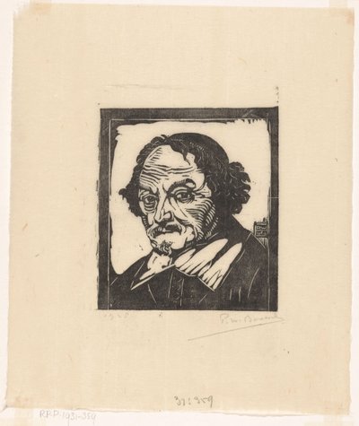 Portret van Joost van den Vondel door Pieter Willem van Baarsel (signed by artist)