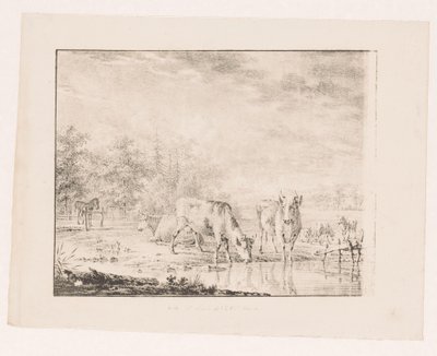 Koeien bij het water door Pieter de Goeje (attributed to)