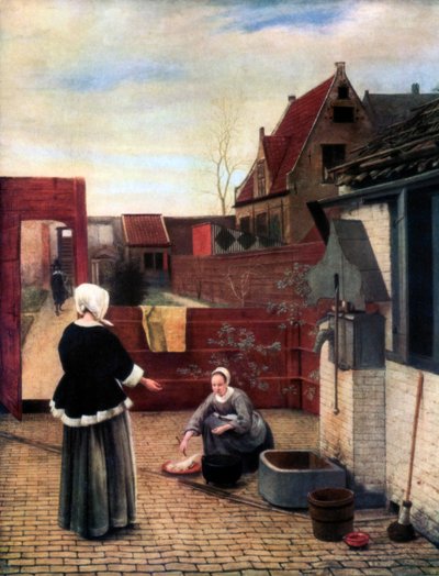 Een vrouw en haar dienstmeid in een binnenplaats, ca. 1660-1661, 1933 door Pieter de Hooch