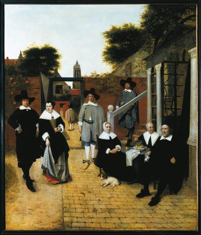 Groepsportret van een burgerfamilie uit Delft (ca. 1662) door Pieter de Hooch