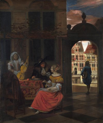 Een Muzikaal Gezelschap in een Binnenplaats door Pieter de Hooch