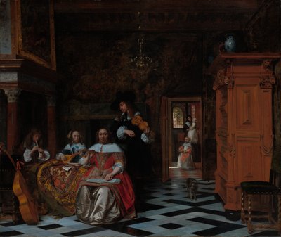 Portret van een Familie die Muziek Maakt door Pieter de Hooch