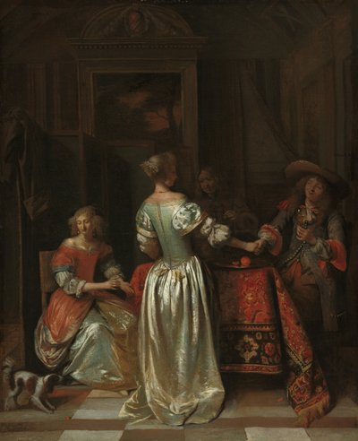 De Begroeting, c. 1675 door Pieter de Hooch