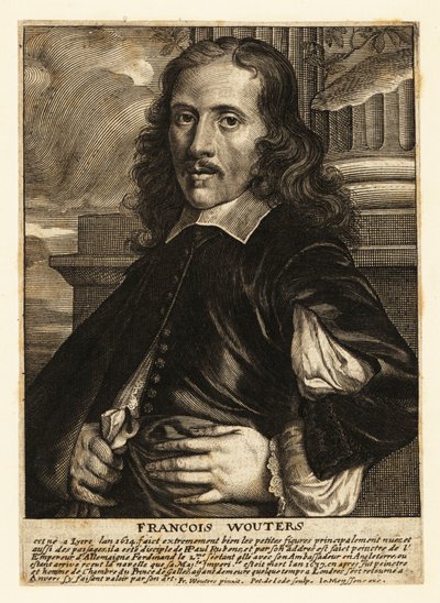 Portret van Frans Wouters, Vlaamse Barokschilder, kabinetsschilder en hofkunstenaar van de Romeinse Keizer door Pieter de II Jode