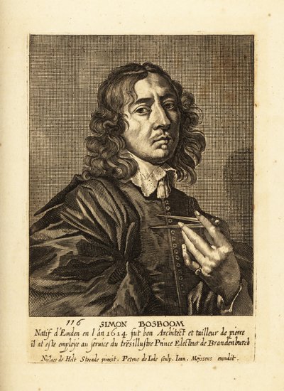Portret van Simon Bosboom, Nederlandse Gouden Eeuw architect en schrijver door Pieter de II Jode