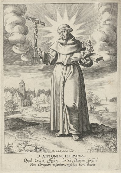 Landschap met de heilige Antonius van Padua door Pieter de Jode (I)