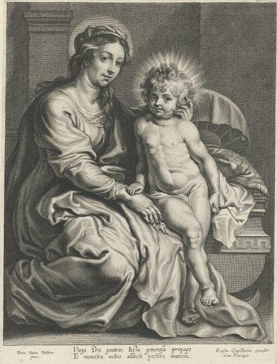 Maria met Christuskind bij wieg door Pieter de Jode (I)