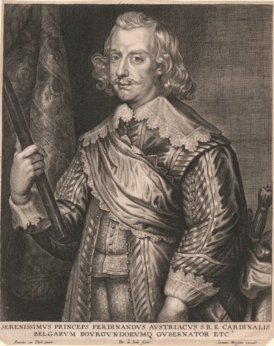 Serenissimus Princeps Ferdinandus Austriacus S.R.E. Kardinaal Belgarum Bourgondiërs Gouverneur enz. door Pieter de Jode