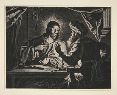 Christus en Nicodemus door Pieter de Jode II