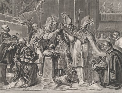 Plaat 24: Karel V gekroond tot Keizer door de Paus, uit Guillielmus Becanus