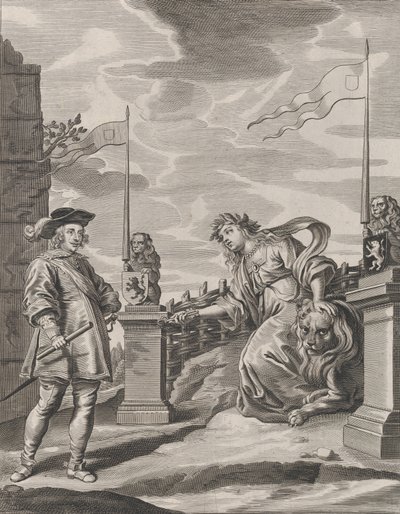 Plaat 6: Ferdinand ontvangt de sleutels van de stad Gent, uit Guillielmus Becanus