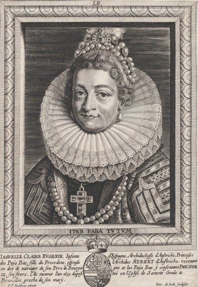 Portret van Isabella Clara Eugenia, Infanta van Spanje, ca. 1650 door Pieter de Jode II