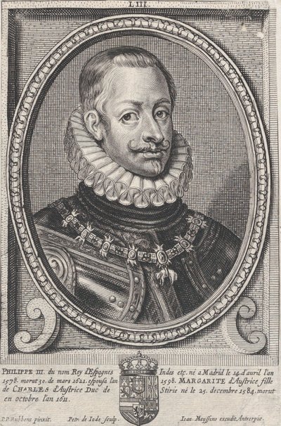 Portret van Filips III, koning van Spanje door Pieter de Jode II