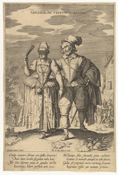 Gallica in Vestitu Varietas, uit Fashions of Different Nations door Pieter de Jode I