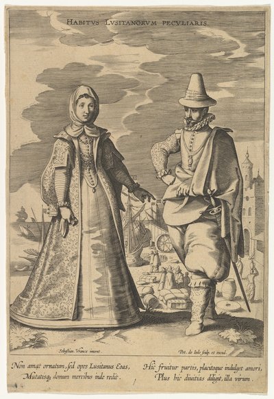 Habitus Lusitanorum Peculiaris, uit Mode van verschillende naties door Pieter de Jode I