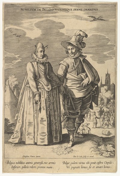 Nobilium in Belgio Utriusque Sexus Ornatus, uit Mode van verschillende naties door Pieter de Jode I