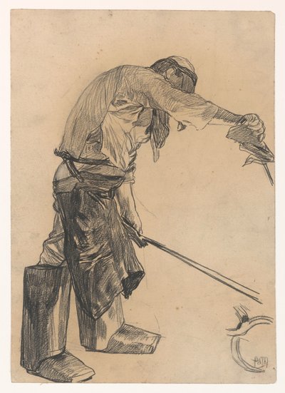 Arbeider in staalfabriek door Pieter de Josselin