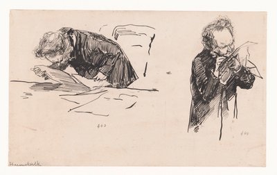 Twee schetsen van minister Heemskerck in de Tweede Kamer door Pieter de Josselin