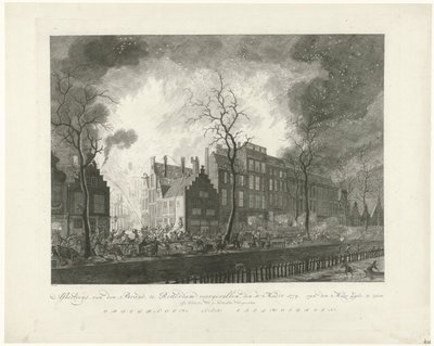 Brand in de Pottebakkerssteeg te Rotterdam, 1779 door Pieter de Mare