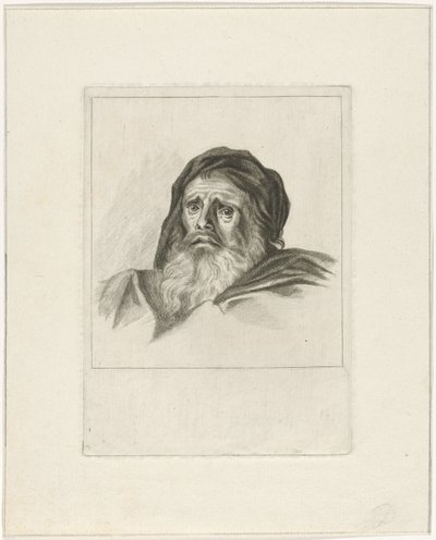 Kop van een man met baard door Pieter de Mare