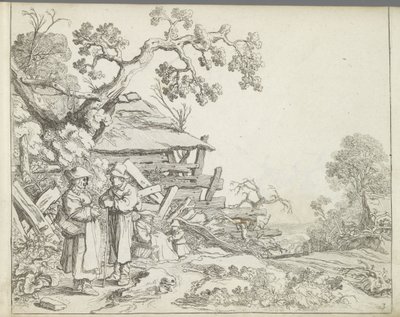 Landschap met een boer en boerin door Pieter de Molijn