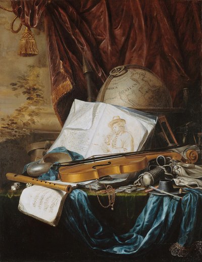 Stilleven met muziekinstrumenten door Pieter de Ring