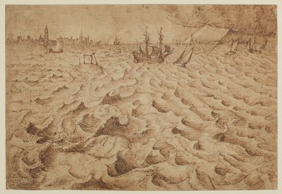 Een storm op de rivier Schelde met uitzicht op Antwerpen, 1562 - 1563 door Pieter Bruegel the Elder