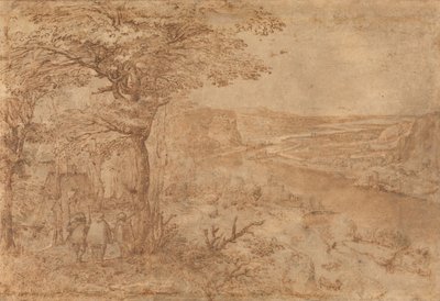 Landschap met pelgrims door Pieter Bruegel the Elder