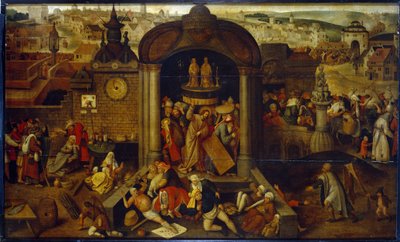 Le Christ chassant les marchands du Temple door Pieter Bruegel the Elder
