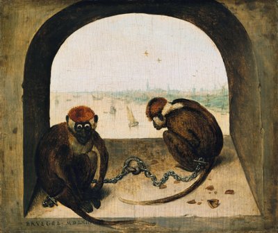 Twee geketende apen door Pieter Bruegel the Elder