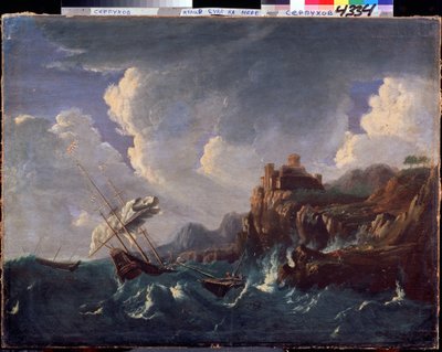 Stormachtige zee door Pieter the Younger Mulier