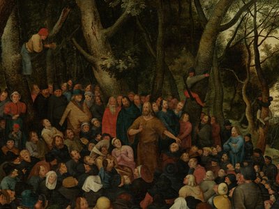Detail van St. Johannes die tot de menigte predikt door Pieter the Younger (after) Brueghel