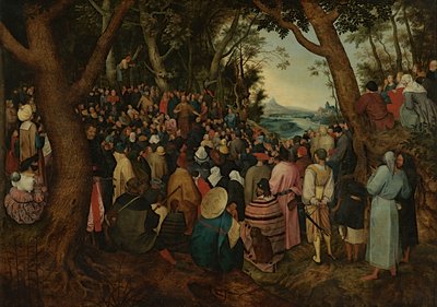 Sint Jan predikt tot de menigte door Pieter the Younger (after) Brueghel