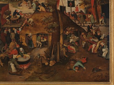 Dorpsfeest, Met een Theatervoorstelling en een Processie ter Ere van St. Hubertus en St. Antonius door Pieter Brueghel the Younger