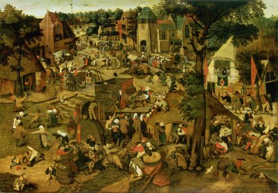 Kermis met Theatrale Voorstelling door Pieter the Younger Brueghel