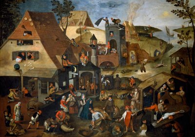 Nederlandse spreekwoorden, c.1559 door Pieter the Younger Brueghel