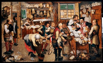 Boeren die tienden betalen door Pieter Brueghel the Younger