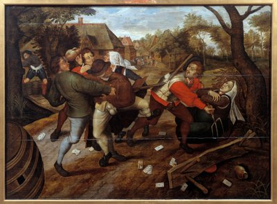 Boeren vechten na een spelletje klassen door Pieter the Younger Brueghel