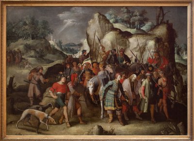 Sint Paulus leidt naar Damascus (Syrië), na zijn bekering. Dit schilderij, direct van een gravure door Lucas van Leiden (1509), stelt de episode voor na de val van het paard van Saul van Tarsus, die Sint Paulus zal worden, na te zijn neergeslagen door Pieter the Younger Brueghel