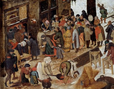 De betaling van de tiende of de telling in Bethlehem (detail) door Pieter the Younger Brueghel