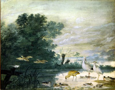 Exotische vogels in een pittoresk landschap door Pieter the Younger Holsteyn