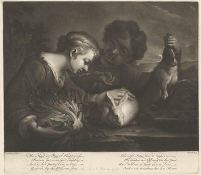 Het dienstmeisje in landelijke gelukzaligheid door Pieter van Bleeck