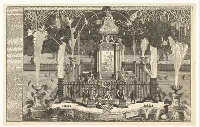 Vuurwerk ter ere van de vrede van Utrecht, 1713 door Pieter van Buysen jr.